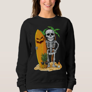 Skeleton Surfing Halloween Hawaii Hawaiian Men Wom Sweatshirt