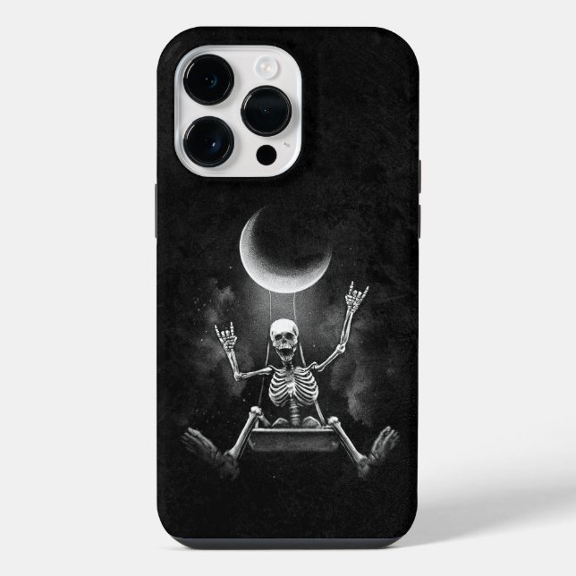 Skeleton Swinging Moon iPhone Hülle (Rückseite)