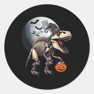 Skeleton T Rex Dinosaur Fun Halloween Pumpkin Boys Runder Aufkleber