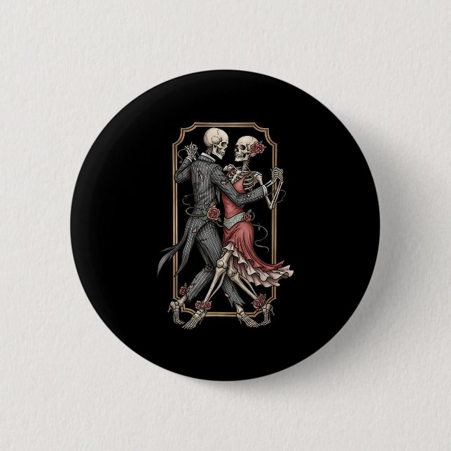 Skeleton Tango Halloween Costume Spooky Dancers Da Button (Vorderseite)
