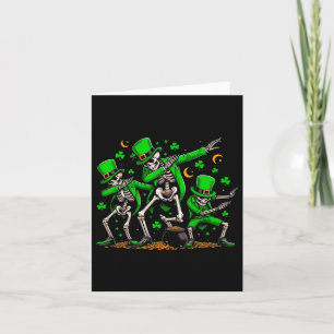 Skeleton-Tanz-Kleeblatt zum St. Patrick's Day 2 Karte