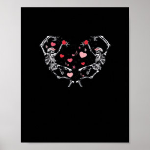 Skeleton tanzend Herz Valentinstag Geschenk Skull Poster