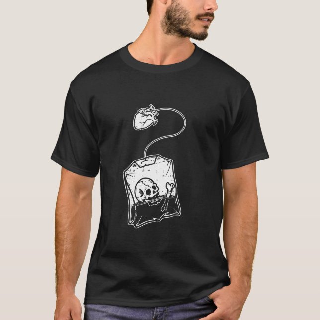 Skeleton Tea Bag Halloween Bones Skull Gothic Goth T-Shirt (Vorderseite)