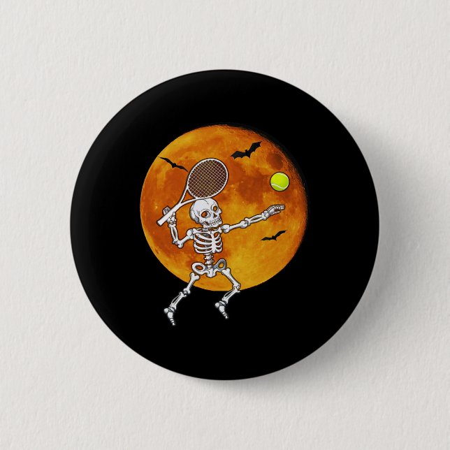 Skeleton Tennis Halloween Racket Ll Button (Vorderseite)