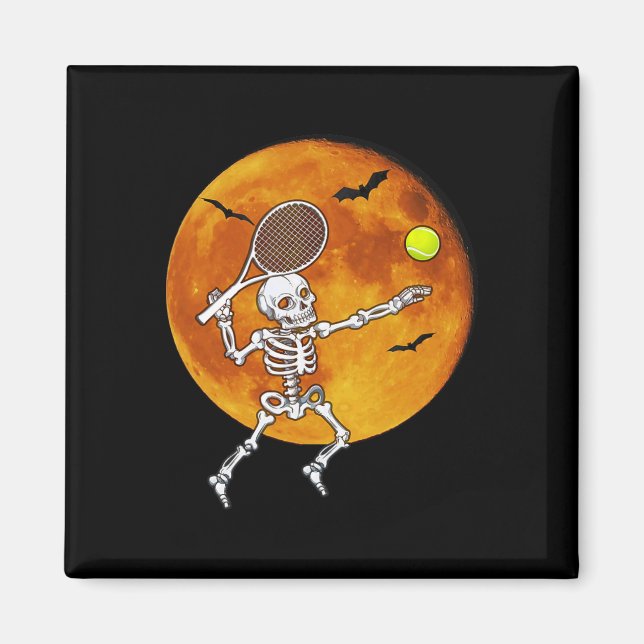 Skeleton Tennis Halloween Racket Ll Magnet (Vorne)