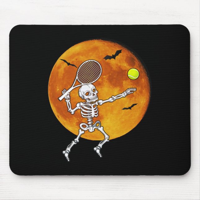 Skeleton Tennis Halloween Racket Ll Mousepad (Vorne)