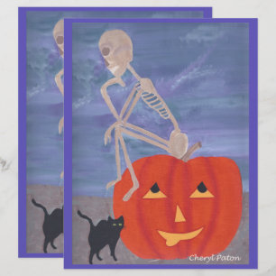 Skeleton Thinker Halloween Scrapbook Paper