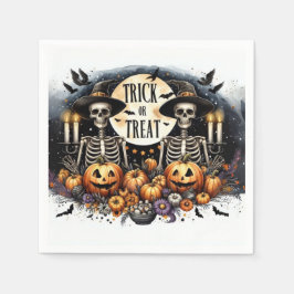 Skeleton Trick or Treat Party Paper Napkins Serviette