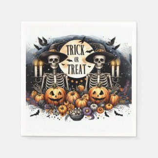 Skeleton Trick or Treat Party Paper Napkins Serviette