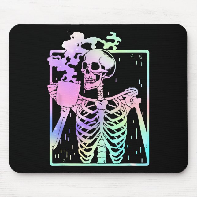 Skeleton trinken Kaffee Frauen Halloween Costu Män Mousepad (Vorne)