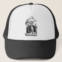 Skeleton trinkender Tequila und Rauchen, Mexiko