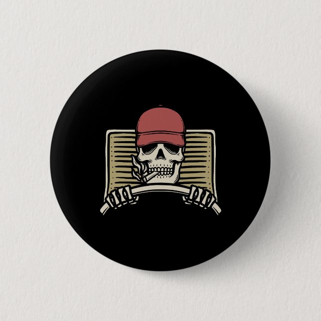 Skeleton Trucker Lazy Halloween Kostüm Skull Truc Button (Vorderseite)
