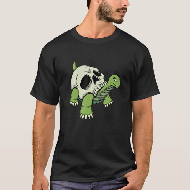 Skeleton Turtle Muschel Skeleton Head T-Shirt (Vorderseite)