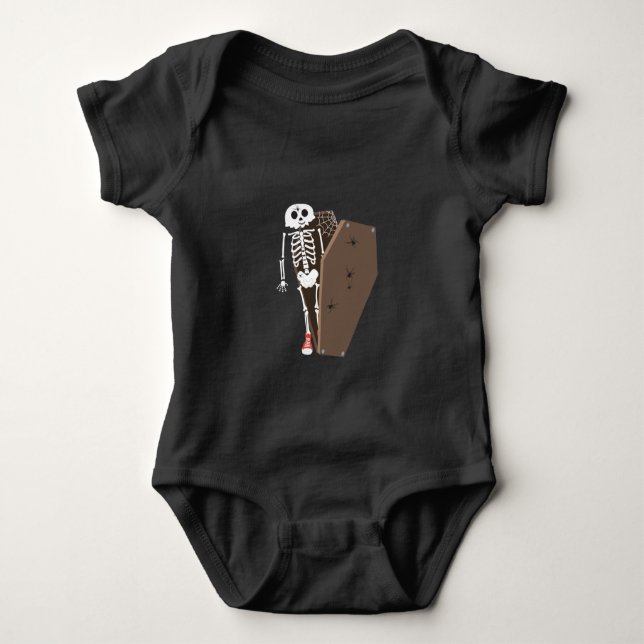 Skeleton und Coffin Halloween Design Baby Strampler (Vorderseite)