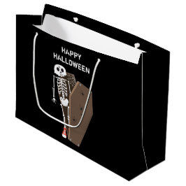 Skeleton und Coffin Halloween Design Große Geschenktüte