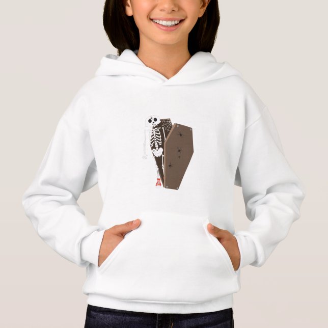 Skeleton und Coffin Halloween Design Hoodie (Vorderseite)
