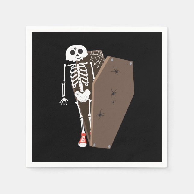 Skeleton und Coffin Halloween Design Serviette (Vorderseite)