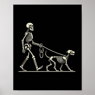 Skeleton und Hund Lazy Halloween Kostüm Funny Skul Poster