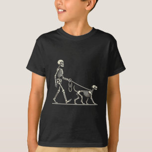 Skeleton und Hund Lazy Halloween Kostüm Funny Skul T-Shirt