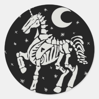 Skeleton Unicorn Runder Aufkleber