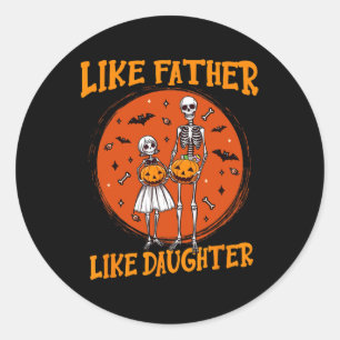 Skeleton Vater Tochter Matching Halloween Costum Runder Aufkleber