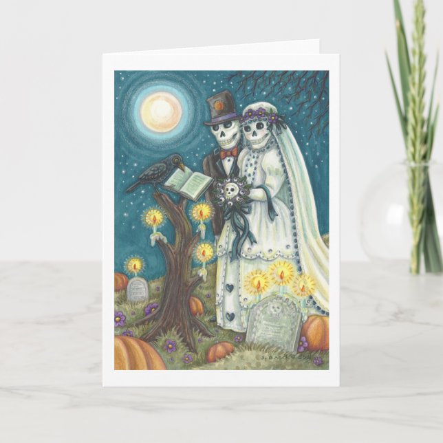 SKELETON WEDD IN FRIEDHOF GREETING CARD Blank Karte (Vorderseite)