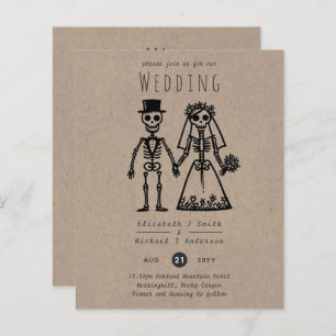 Skeleton Wedding Cartoon Bride Groom Fun Handgezei