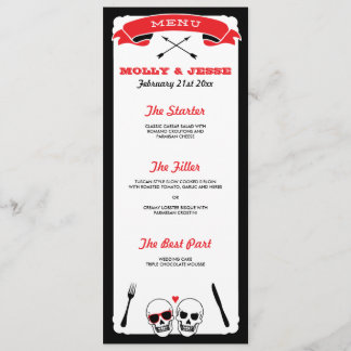 Skeleton Wedding Dinner Menu - Schwarz und Rot Menükarte
