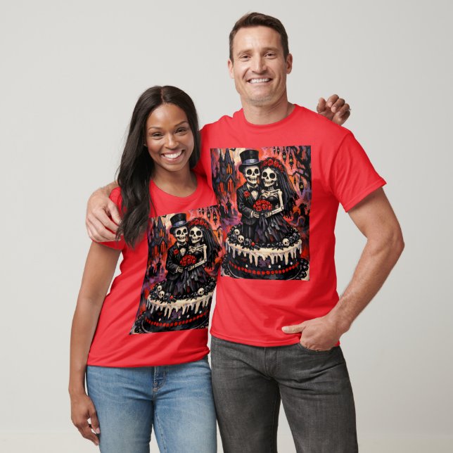 Skeleton Wedding, gothic Lovers Embrace  T-Shirt (Unisex)