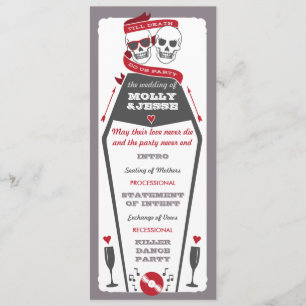 Skeleton Wedding Program - Valentine Red Einladung