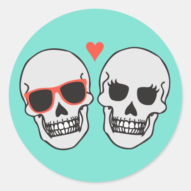 Skeleton Wedding (Türkis) Umschlag Aufkleber (Vorderseite)