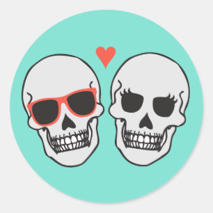 Skeleton Wedding (Türkis) Umschlag Aufkleber