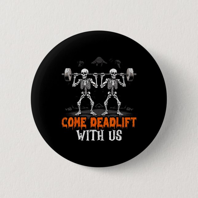 Skeleton Weightlifter Bodybuilder Workout-Fitness Button (Vorderseite)