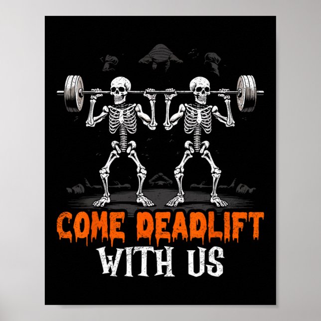 Skeleton Weightlifter Bodybuilder Workout-Fitness Poster (Vorne)