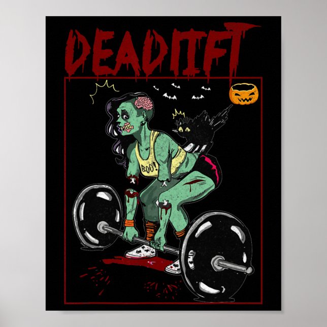 Skeleton Weightlifter Bodybuilder Workout-Fitness Poster (Vorne)