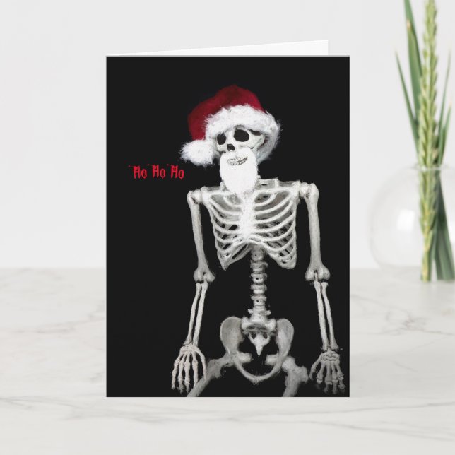 Skeleton Weihnachtskarte Froh Beängstigend! Karte (Vorderseite)