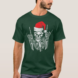 Skeleton Weihnachtsmannmütze Rock and Roll Hand Co T-Shirt