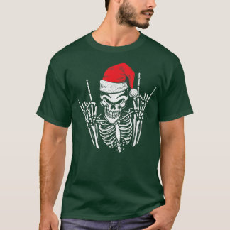 Skeleton Weihnachtsmannmütze Rock and Roll Hand Co T-Shirt