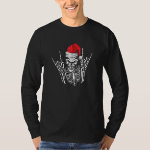 Skeleton Weihnachtsmannmütze Rock and Roll Hand Co T-Shirt