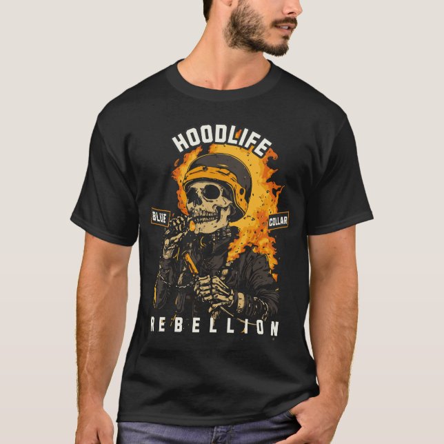 Skeleton Welder in Flammen - HoodLife Welder Gift  T-Shirt (Vorderseite)