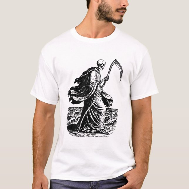 skeleton with the scythe at the sea T-Shirt (Vorderseite)