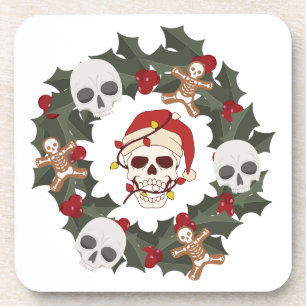 Skeleton Wreath Christmas Getränkeuntersetzer