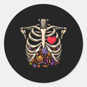 Skeleton Xray Ribs Rib Cage Halloween Candy Costum Runder Aufkleber