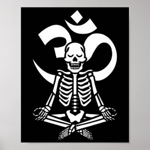Skeleton Yoga Meditation Om Kostüm Lustiges Aum Fe Poster
