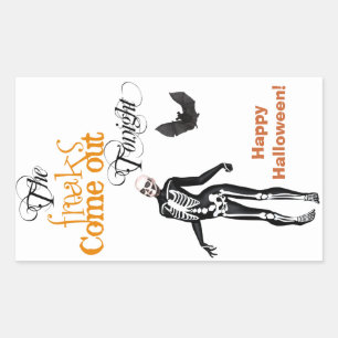 Skeleton Zombie Freak Halloween Rechteckiger Aufkleber
