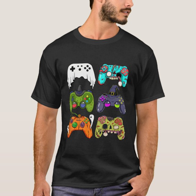 Skeleton Zombie Gaming Controller Halloween für G T-Shirt (Vorderseite)