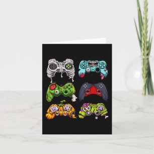 Skeleton Zombie Gaming Controller Halloween Gamer Karte