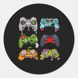 Skeleton Zombie Gaming Controller Halloween Gamer Runder Aufkleber