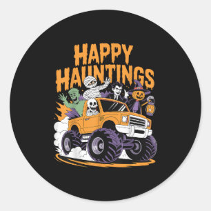 Skeleton Zombie Vampire Monster Truck Halloween Runder Aufkleber