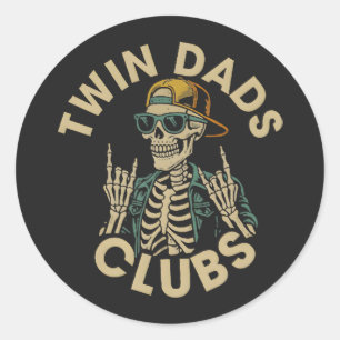 Skeleton-Zwillinge-Väter-Club Runder Aufkleber